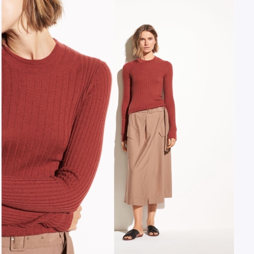 NWT Vince | Orange Cashmere Sweater Mixed Rib